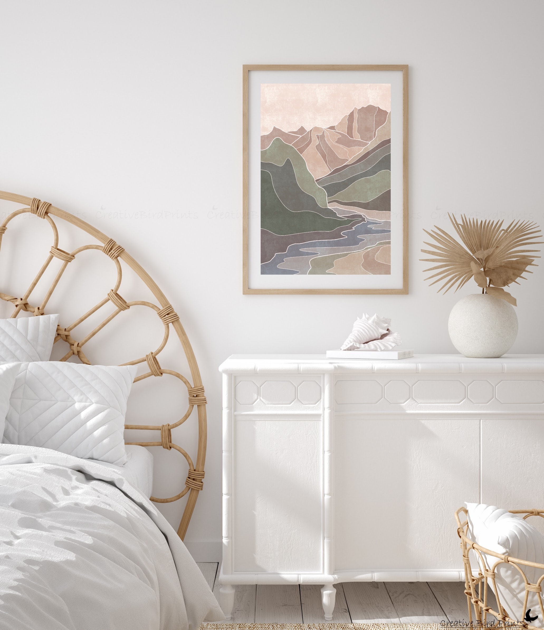 Mountain print printable art boho wall decor abstract wall Etsy