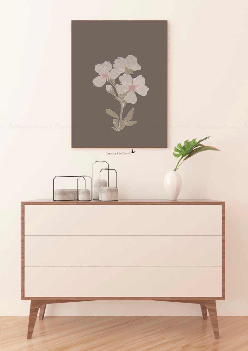 Abstract floral print modern wall decor botanical line art Etsy