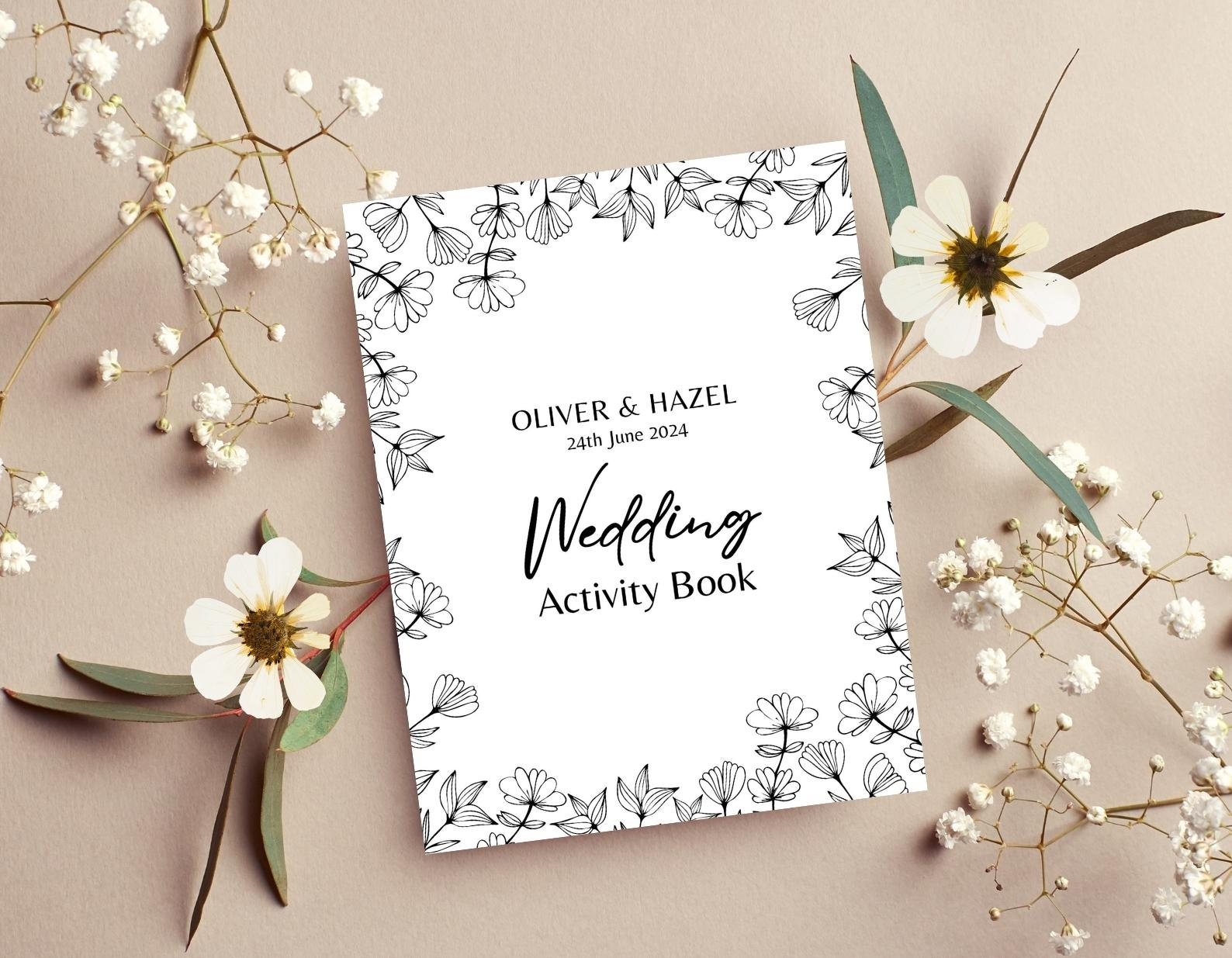 Kids Wedding Activity Booklet, 30 Pages, A4 Coloring Handout, Floral ...