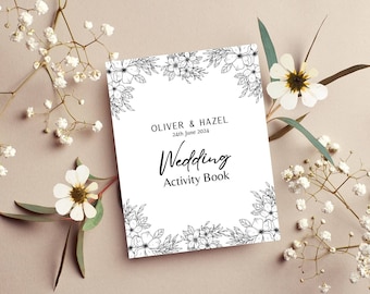 Rustic Wedding Activity Booklet, A4 Coloring Page Handout, Engaging Illustration & Interactive Book, Instant Download, Canva Template