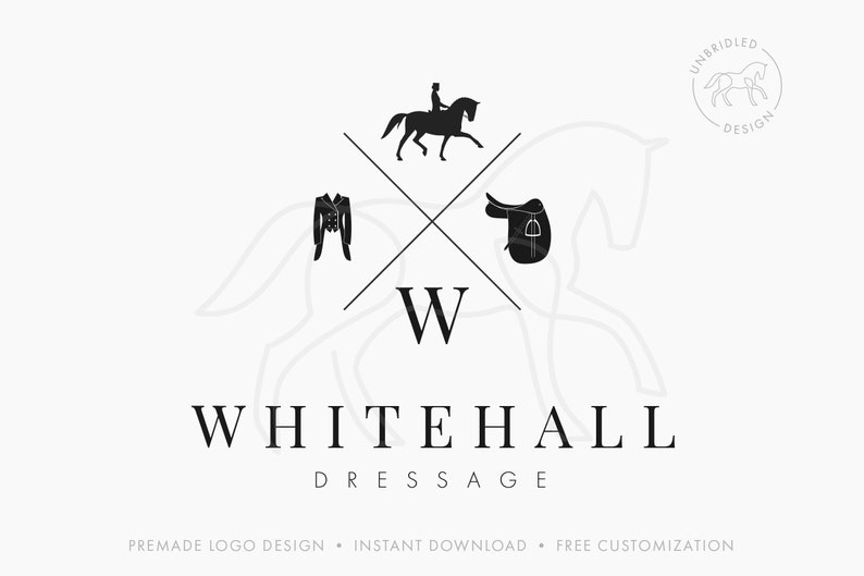 Dressage Logo Design Horse Riding Logo Equine Branding Etsy