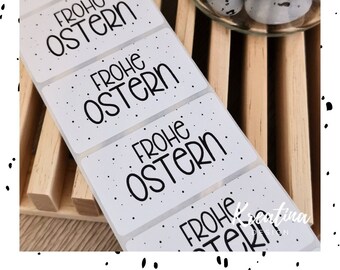 Aufkleber rechteckig "Frohe Ostern" 5,6 x 3,1 cm / Etiketten / Sticker / Thermo / schwarz weiss / Geschenk