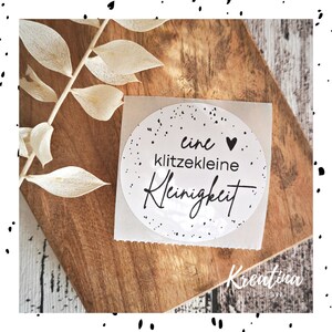 Aufkleber rund klitzekleine Kleinigkeit 5 cm 2 Durchmesser / Etiketten / Sticker / Thermo / schwarz weiss / Geschenk Bild 2