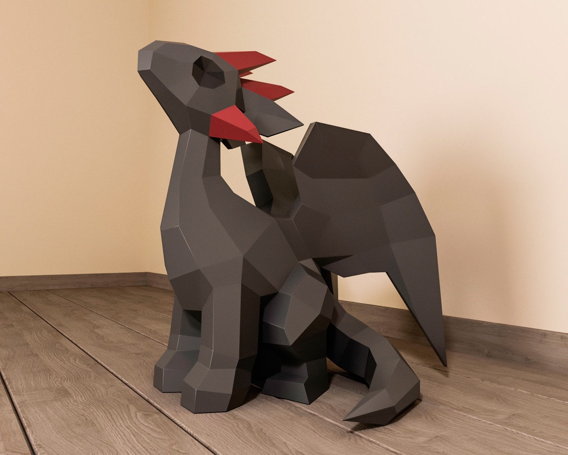3D paper craft dragon papercraft little dragon diy paper | Etsy