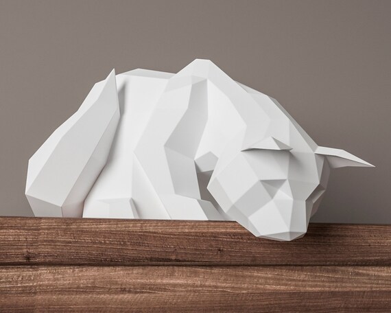 Papercraft Katze 3d Origami Pdf Vorlage Tier Haustier Etsy