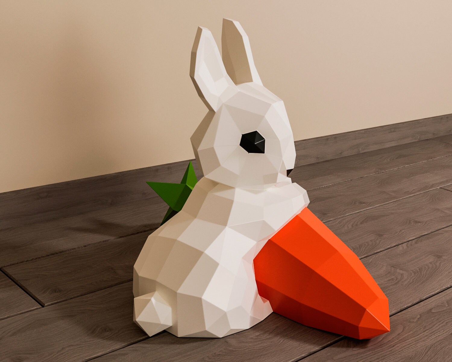 Papercraft rabbit with a carrot paper craft bunny 3D model Etsy