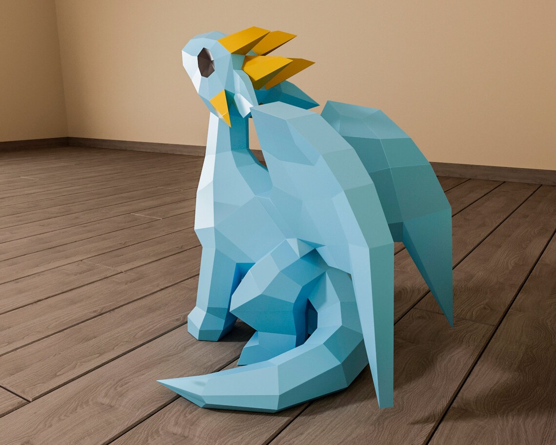3D paper craft dragon papercraft little dragon diy paper | Etsy