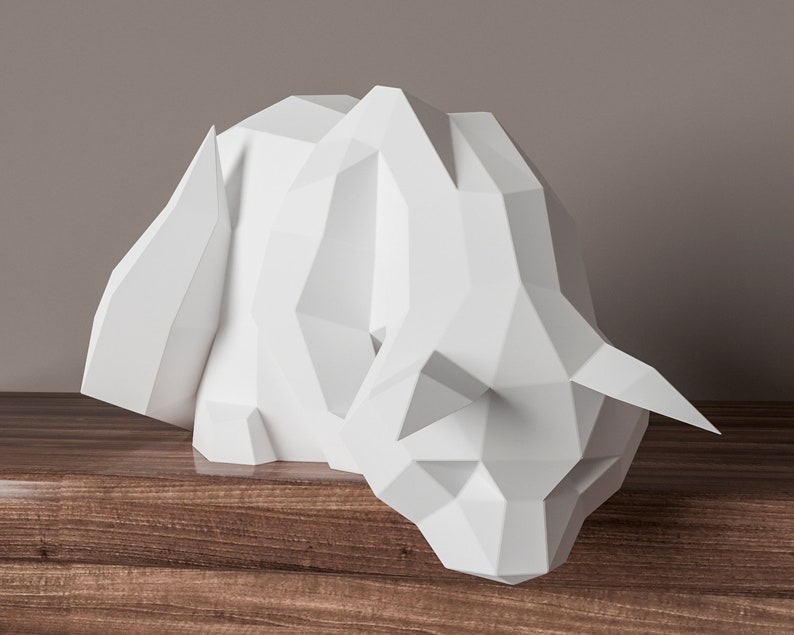 Papercraft cat 3D origami PDF template animal pet paper | Etsy