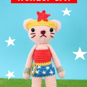 Crochet pattern /Wonder Woman/cat/super hero/plush/doll/crochet pattern/PDF FILE/(French)