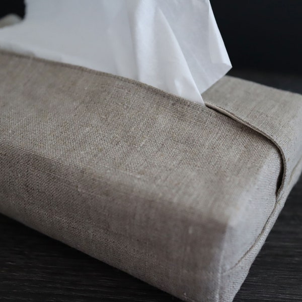 Housse(Lin)décorative pour boîte à mouchoirs en papiers fabriquée en Lin (100%)