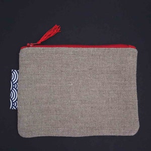 Pochette LIN 100 %,Pochette cosmétiques -Portefeuille - Porte-carte fait main