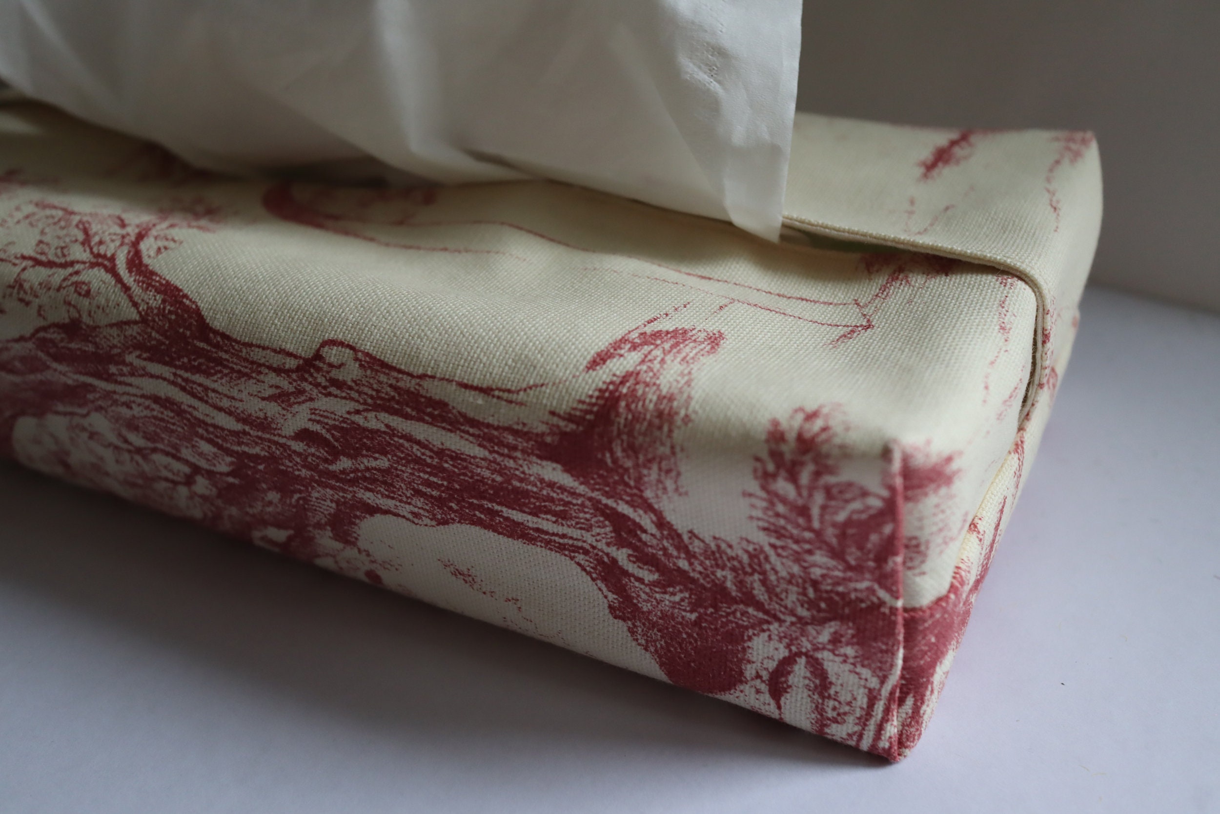 Housse Décorative Pour Boîte à Mouchoirs en Papiers Fabriquée Toile de Jouy