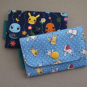 mini Portefeuille  Pokémon Porte-cartes Porte-monnaie  en coton pochette faite à la main