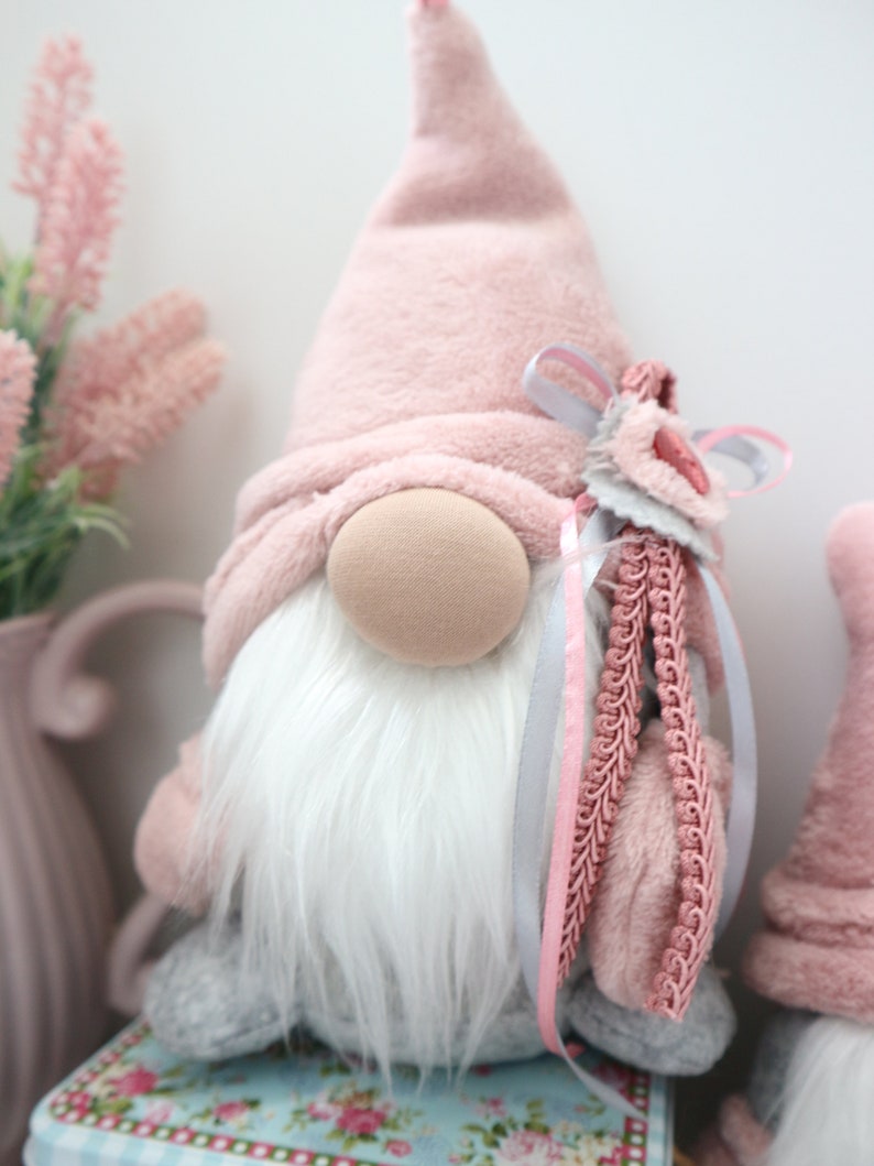 Pink Gnome plush toy gift idea home decor gnome Nisse holiday Etsy