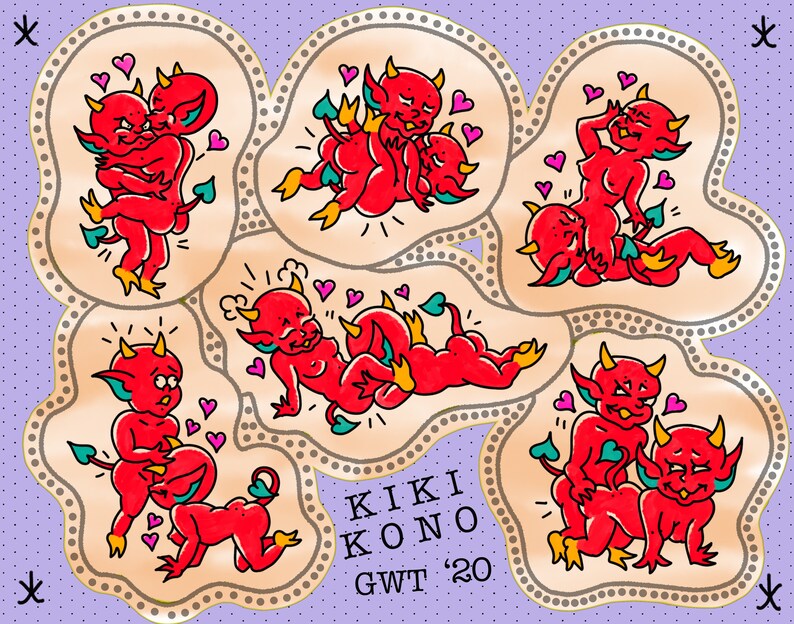 Devil Print Hot Stuff Tattoo Flash Valentines Day Art | Etsy