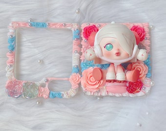 Skull Panda, telefoonhoesje Z flip 7, POP MART-telefoonhoesje, Decoden-telefoonhoesje, telefoonhoesje gepersonaliseerd, hoesje met slagroomeffect voor elk apparaat