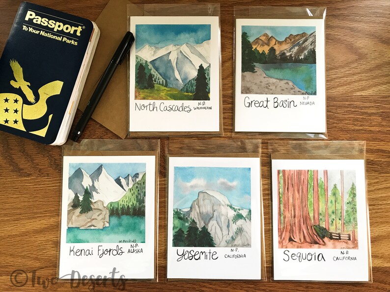 Northwest Choose Your Own Set- National Parks Watercolor Art Gift Set- Blank Notecards- Southwest Southeast Midwest Northeast