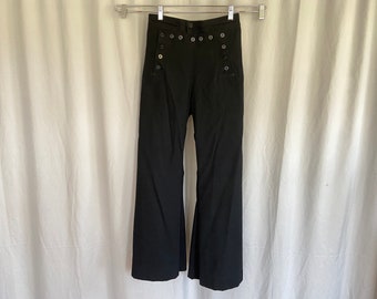 Vintage Overdye Black Sailor Pants | 30 31 35 High Waist Wide Leg 