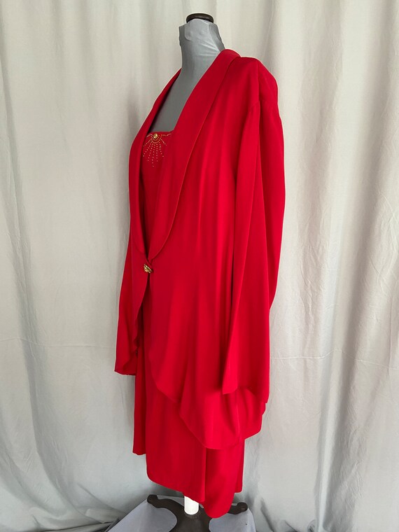 Red plus size dress with jacket, womens plus size… - image 9