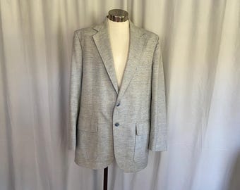 Mens light blue vintage sport coat, large baby blue mens sport jacket with wide lapels, blue blazer
