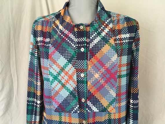 1970's geometric polyester blouse, women's 1970's… - image 3