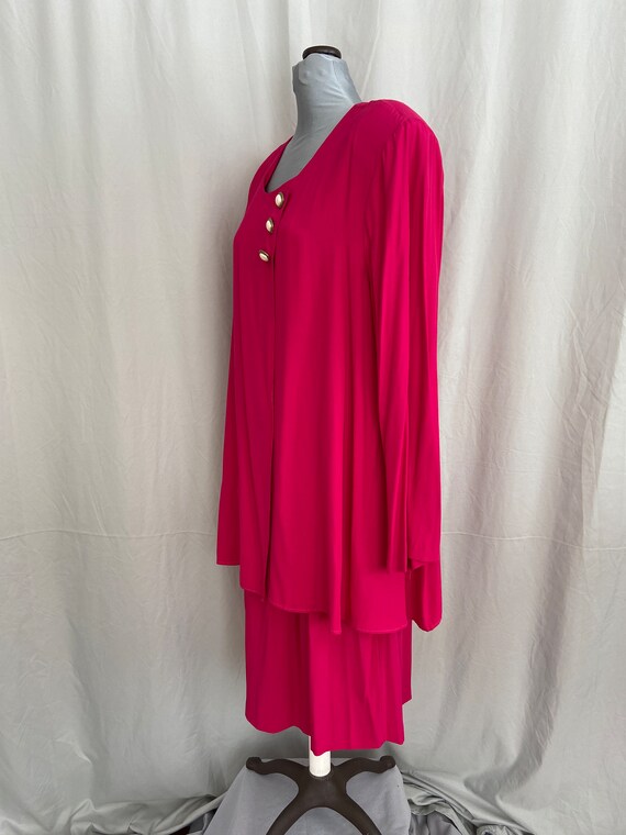 Magenta plus-size skirt suit, 1980's pink skirt s… - image 7