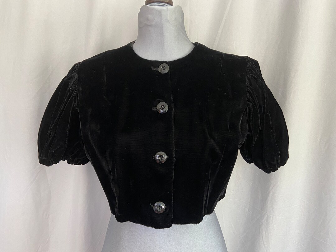 Women's Vintage Jaeger Black Velvet Bolero Jacket XS