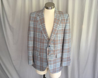 navy blue plaid blazer