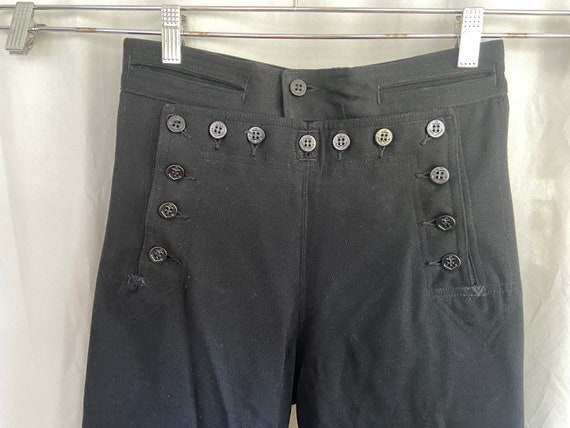 Vintage black US Navy bell bottom pants, button f… - image 3
