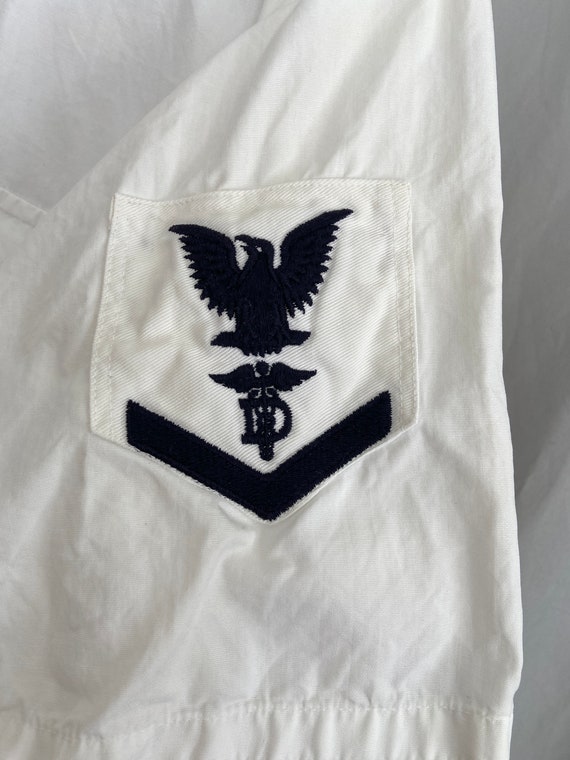 Vintage white US Navy sailor short sleeved shirt … - image 3