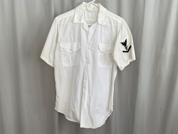 Vintage white US Navy sailor short sleeved shirt … - image 1