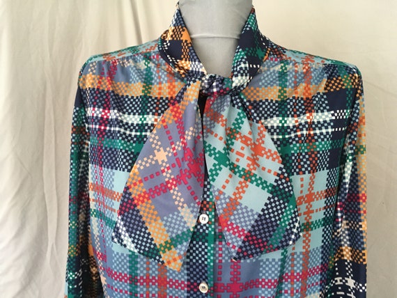 1970's geometric polyester blouse, women's 1970's… - image 2