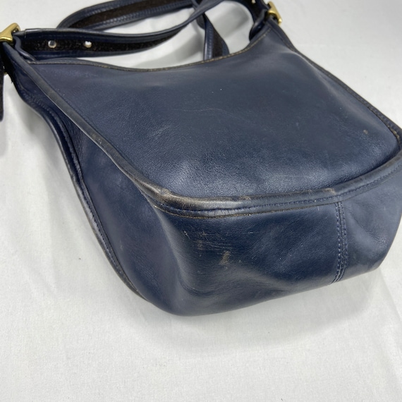 Vintage Coach Saddle Flap Crossbody Navy Blue Leather Shoulder Bag Purse  9082 | eBay