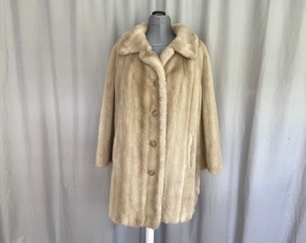 Womens vintage beige faux fur coat, beige vegan fur jacket, womens fake fur coat, vintage beige faux fur jacket