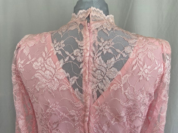 Vintage pink lace 1980 prom dress, pink 1980s par… - image 8