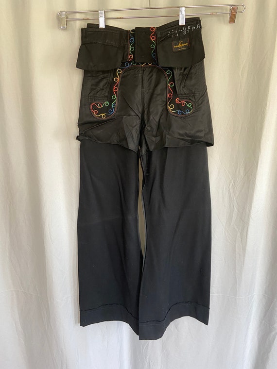 Vintage black US Navy bell bottom pants, button f… - image 5