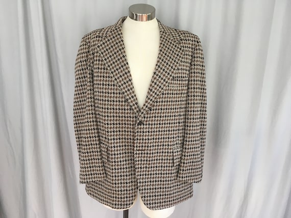 Brown and beige polyester mens sport coat, size 4… - image 1