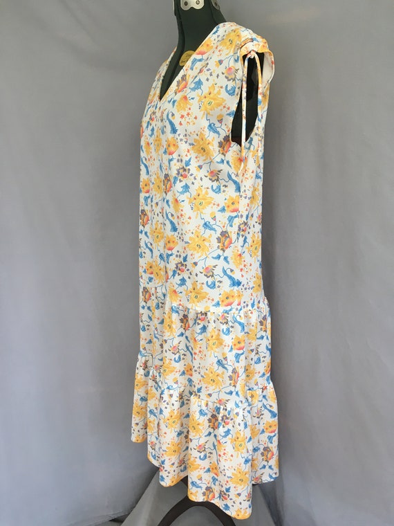 1980s yellow floral dress, plus size 80s vintage … - image 3