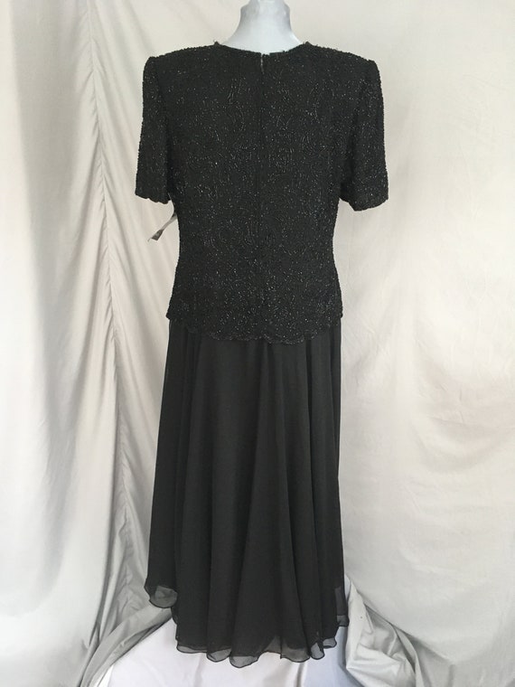 Beautiful 1980's black beaded dress by Laurence K… - image 7