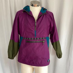 Purple LL Bean half-zip jacket, vintage aztec color block windbreaker, 90s gorpcore pullover jacket, made in USA