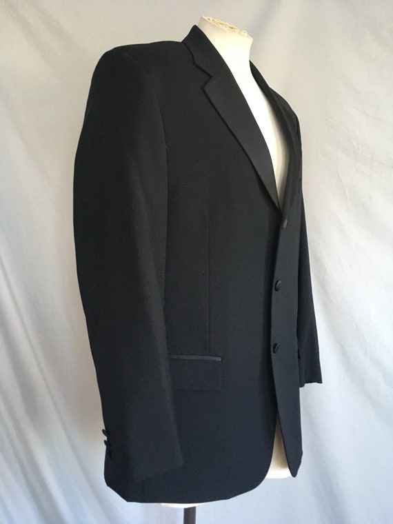 Black mens wool tuxedo, 42R 31W with notched coll… - image 3
