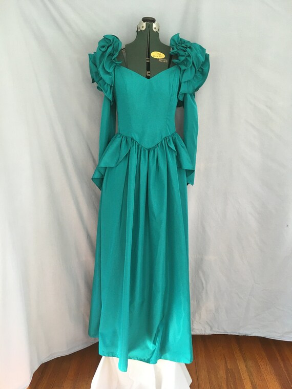 Emerald Green 1980's Bridesmaid Prom Dress