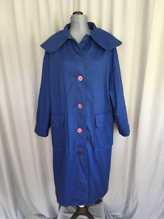 Sweet blue floral reversible raincoat, womens lig… - image 2