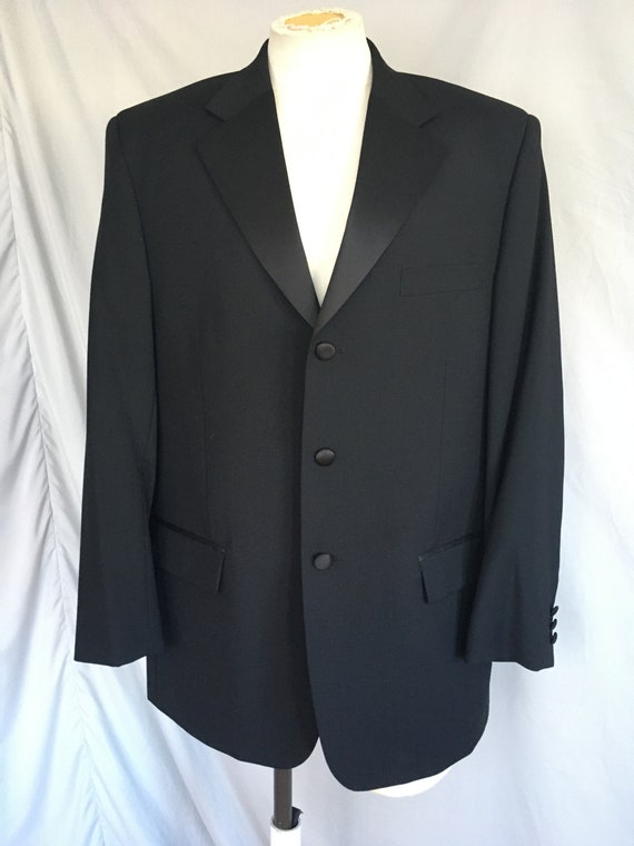 Black mens wool tuxedo, 42R 31W with notched coll… - image 2