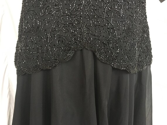 Beautiful 1980's black beaded dress by Laurence K… - image 6