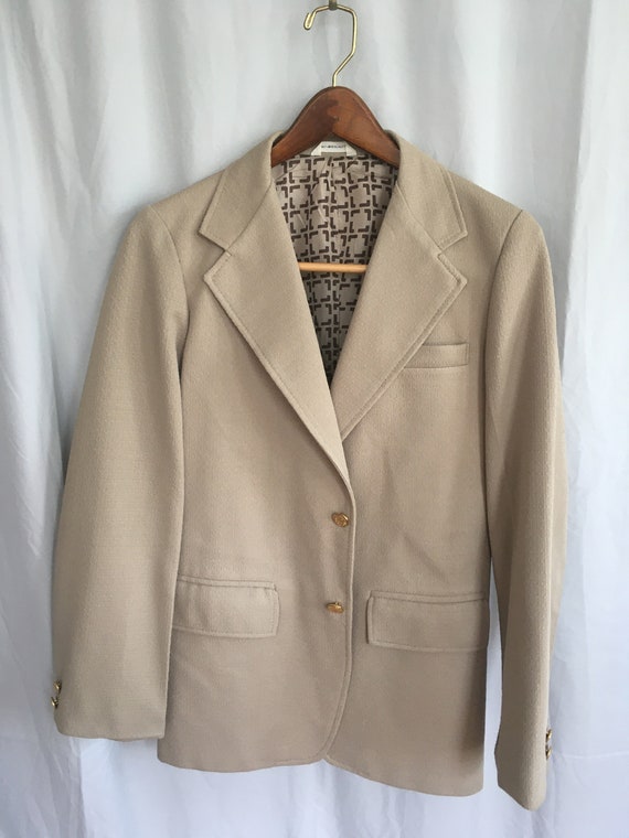 Beige polyester sport coat, small tan polyester b… - image 2