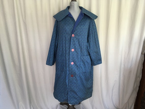 Sweet blue floral reversible raincoat, womens lig… - image 1