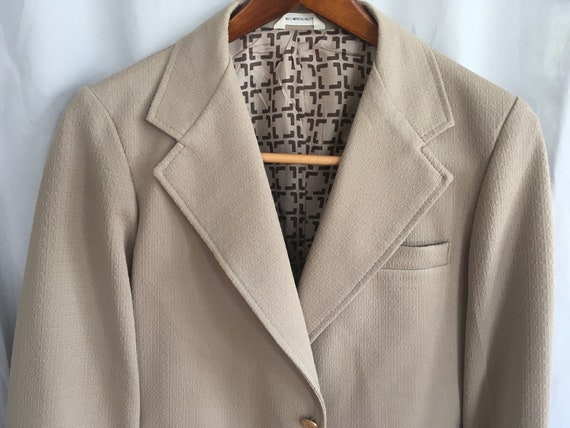 Beige polyester sport coat, small tan polyester b… - image 3