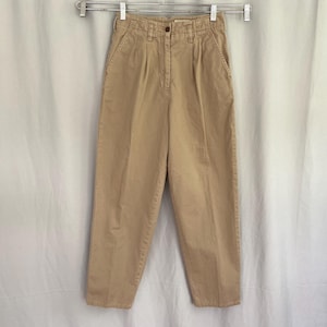 Vintage tan / beige chino pants from The Limited, 1980 1990 womens pleated front high waisted with tapered leg 100% cotton vintage size P10