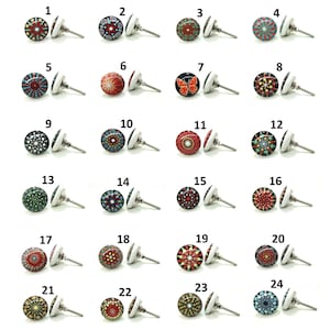 Mandala Ceramic Drawer Knob – Colorful Boho Cabinet Pull Ceramic Knobs Cabinet Knobs Kitchen Knobs Cabinet Pulls Drawer Pulls Home Decor